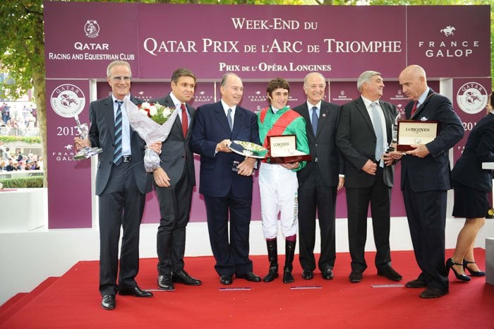 Christophe Soumillon receiving his prize sponsored of Longines