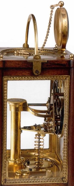 Detail of the mechanism linking the watch to the master clock.