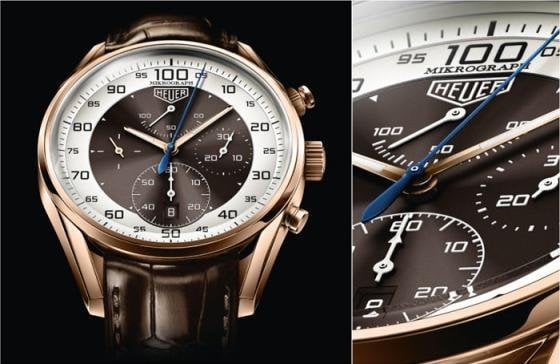 The first integrated chronograph with 1/100th of a second 
