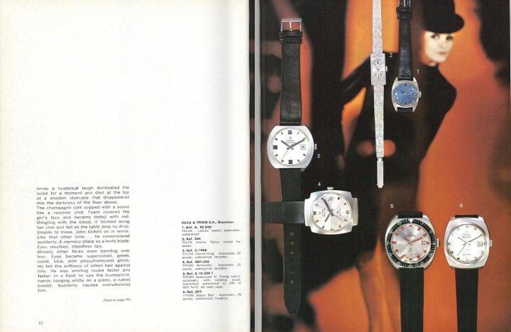 The Seascoper II, featured here in a Europa Star issue from 1968, was a popular diving watch in the 1960s. 