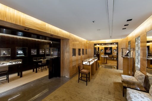 The interior of the new Louis Vuitton watch and jewellery store on Place Vendôme, Paris