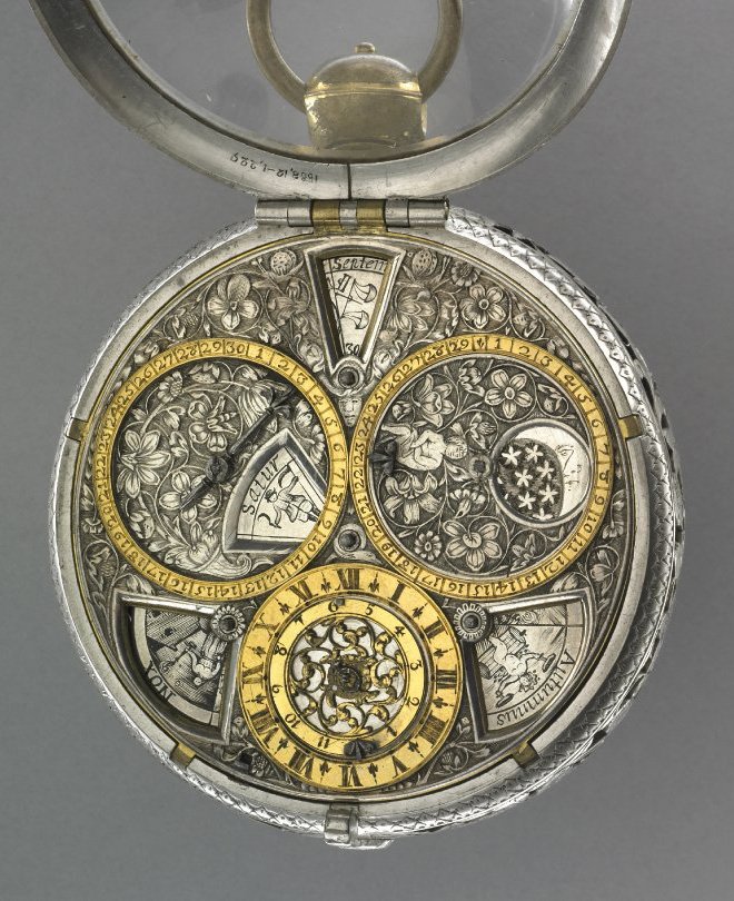 JEAN-BAPTISTE DUBOULE, SILVER CASED COACH WATCH WITH HOUR STRIKING, ALARM AND LUNAR AND CALENDAR INDICATIONS, C. 1645–1655