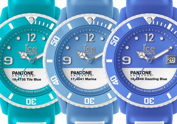 PANTONE UNIVERSETM TILE BLUE, MARINE and DAZZLING BLUE by Ice-Watch