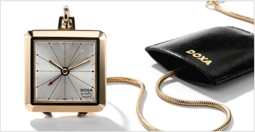 Doxa Grafic pocket alarm watch with 14-carat yellow-gold case, circa 1960