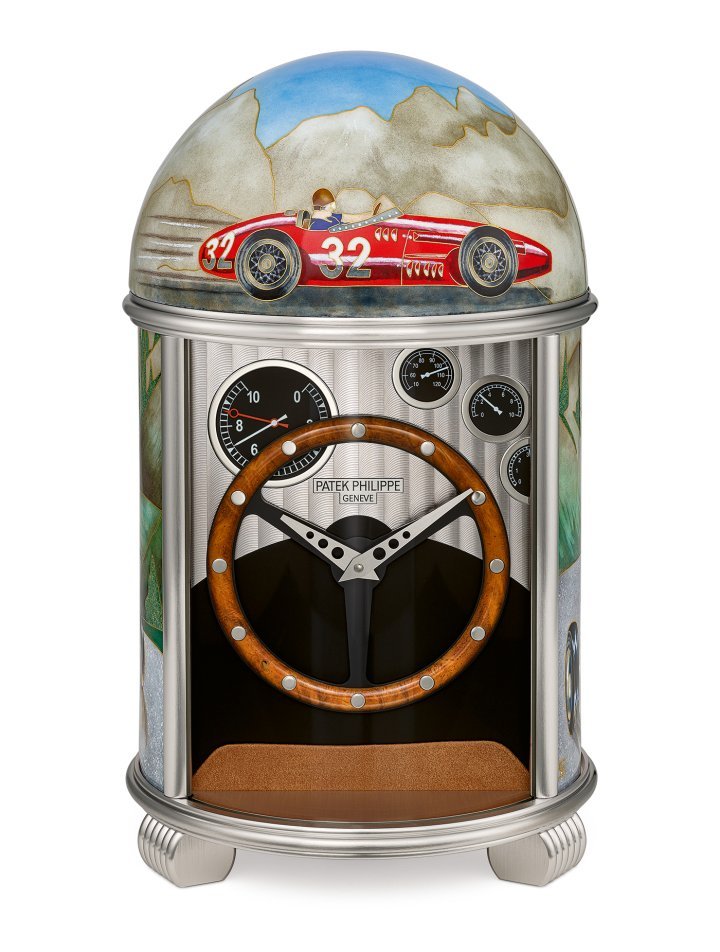 Dome table clock 20149M-001 “Racing Cars” in cloisonné enamel