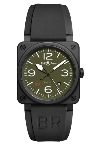 BR03-92 Ceramic Military Type (Black Rubber Strap) by Bell & Ross