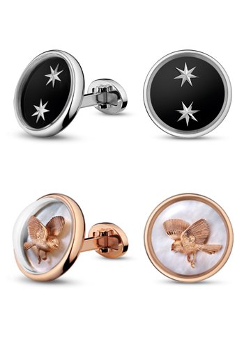 White Gold (with Stars) & Rose Gold (with Birds) Cufflinks by Jaquet Droz