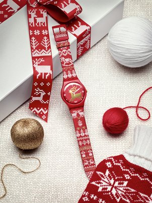 The limited-edition Red Knit by Swatch