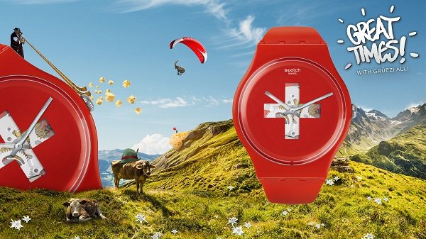 Promo for the Swatch GRÜEZI ALL! collection