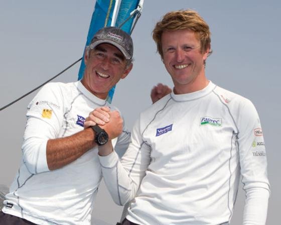 Jean-Pierre Dick and Loïck Peyron –Corum ambassador- on Virbac-Paprec 3 win the Barcelona World Race
