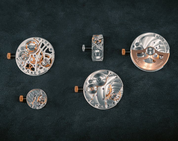 Left to right, top to bottom: LTM 5050 skeleton version; LTM 1000, mechanical, manual-winding; LTM 5150, automatic; LTM 2000, mechanical, manual-winding; LTM 5050, mechanical, manual-winding.