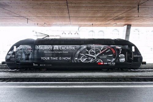 The Swiss locomotive with Maurice Lacroix advertisement
