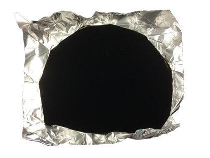 Seen here against crumpled aluminium, Vantablack removes any appearance of depth. It was first used for military purposes in aircraft and other stealth vehicles.