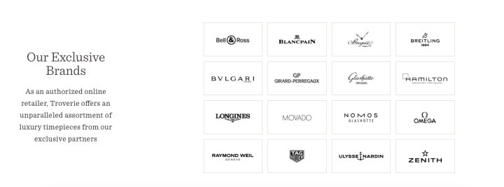 The partner brands of the new American e-commerce platform Troverie