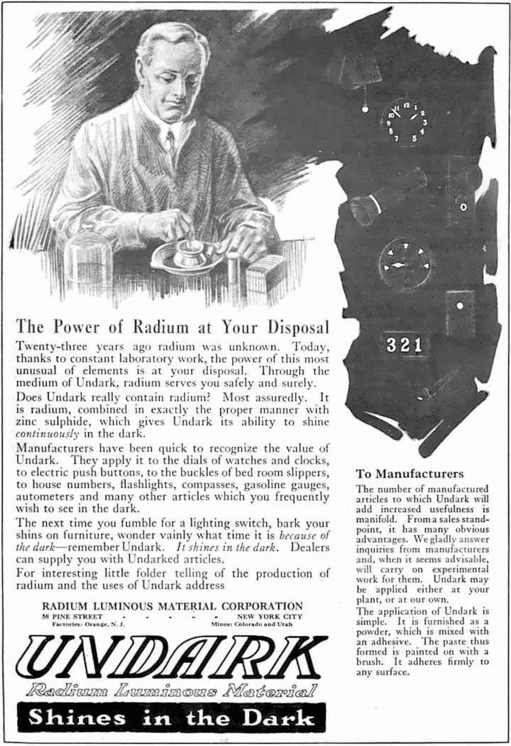 Undark ad (a radium producer) 1930's