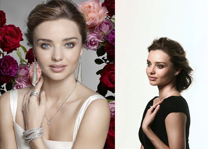 Left: Picture from Swarovski's new campaign featuring Miranda Kerr - Right: Miranda Kerr during the shooting with Nick Knight