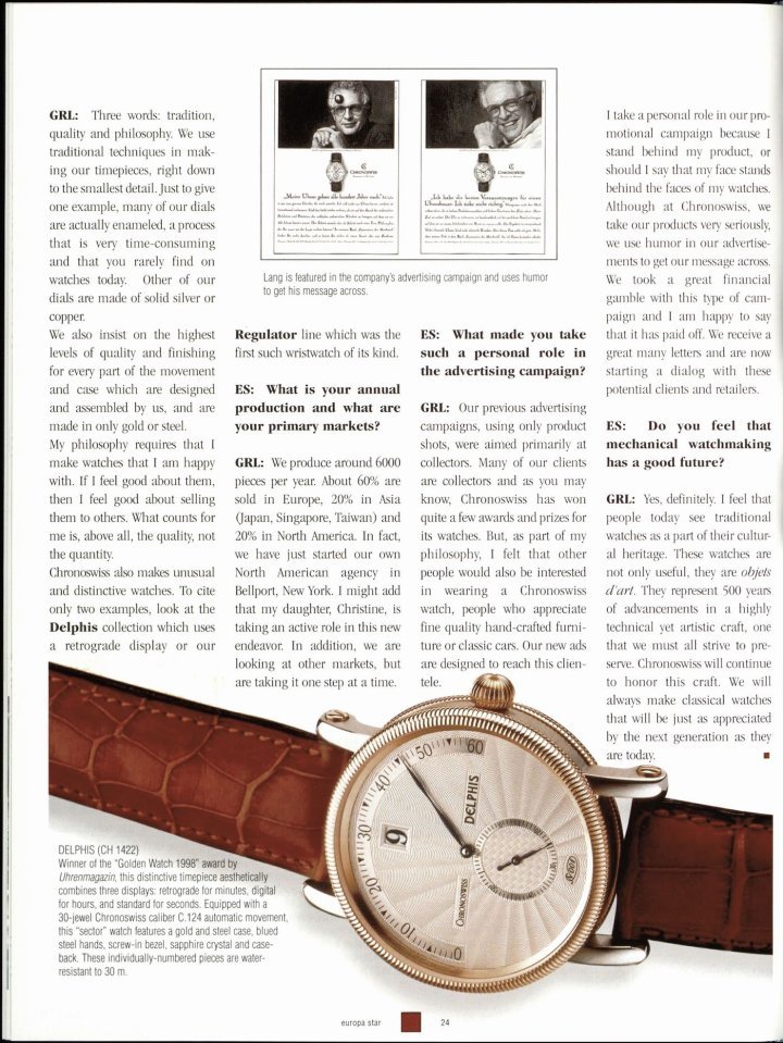 The Chronoswiss Delphis in 1998 in Europa Star 