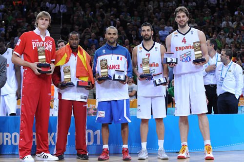The best five awardees at the Eurobasket 2011 (FIBA)