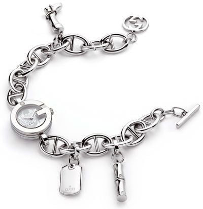 Gucci Bracelet with Gucci Trademark Engraved Charms in Metallic | Lyst