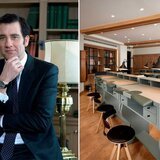 Left: Clive Owen at Maison d'Antoine - Right: Workbenches in the Maison d'Antoine
