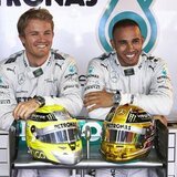 New IWC ambassadors Nico Rosberg, left, and Lewis Hamilton