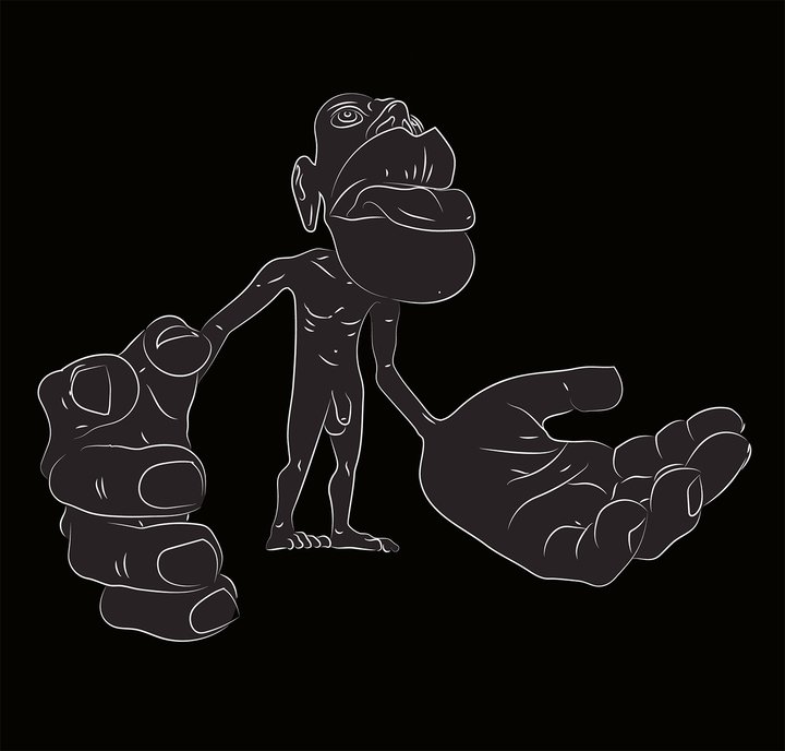Penfield's homunculus is a visual representation of the connections between the brain and different parts of the human anatomy. The hands, tongue and lips have the most connections, hence are disproportionately large.