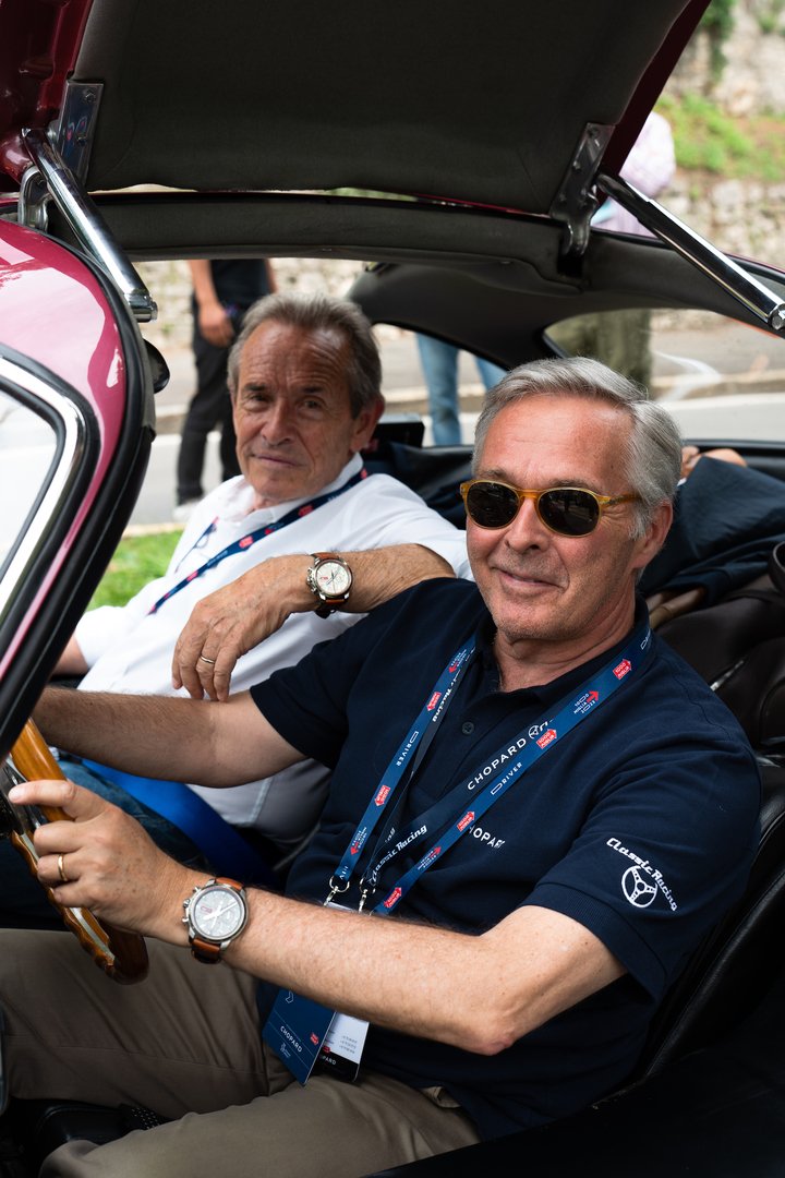 Karl-Friedrich Scheufele and Jacky Ickx at the starting line in Brescia.