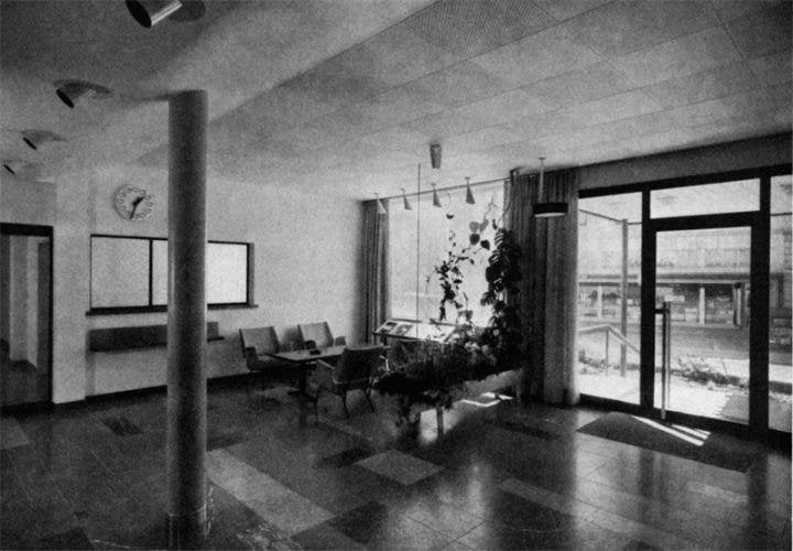 The modernist entrance hall of the Certina factory in 1959