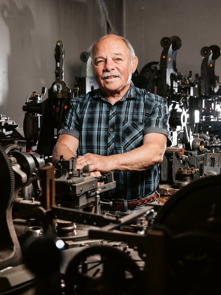 Georges Brodbeck among his machines