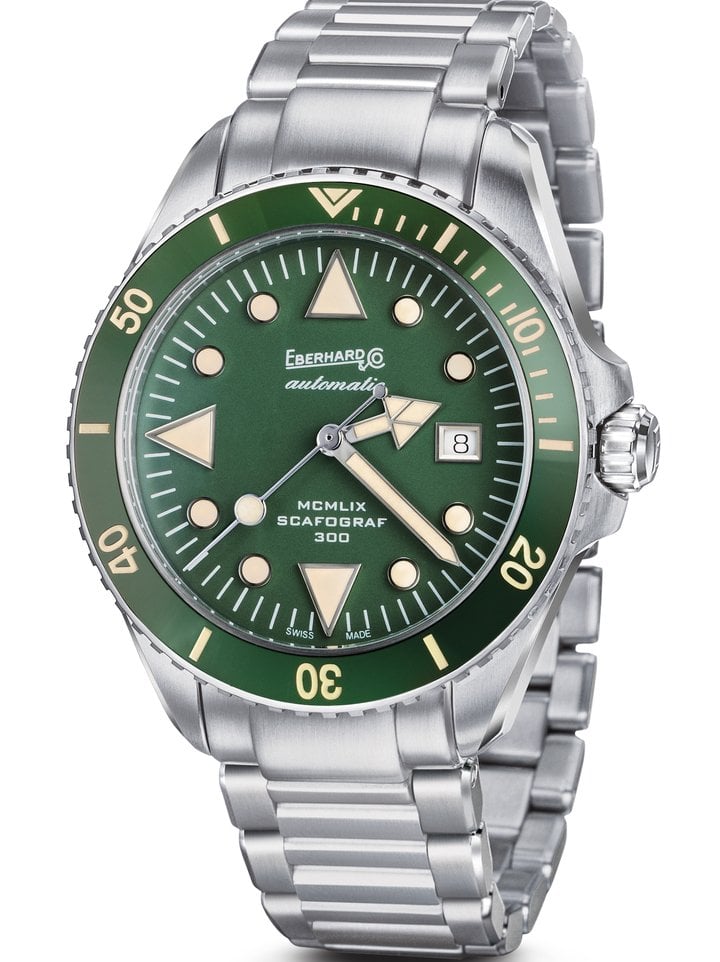 Eberhard & Co. Scafograf 300 MCMLIX with green dial and bezel