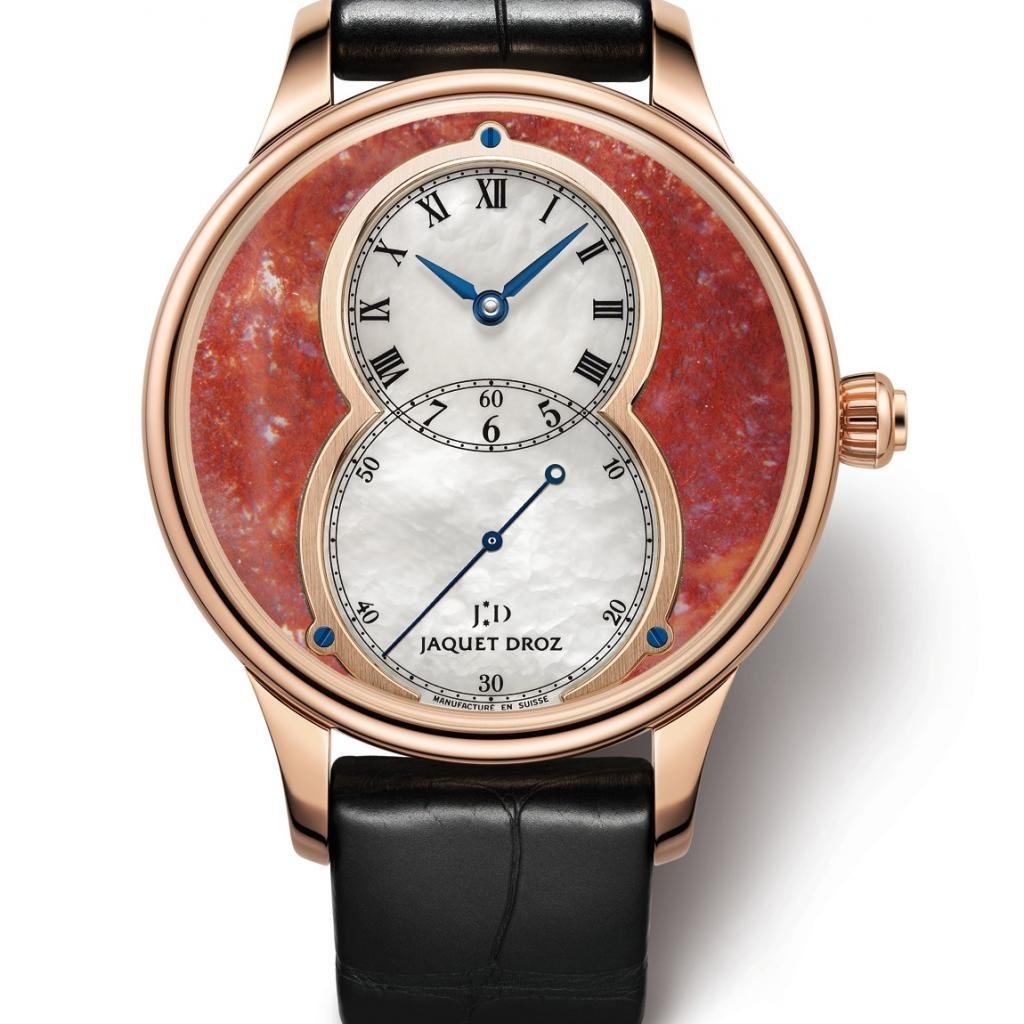 The Grande Seconde Red Moss Agate, with its dial mixing mother-of-pearl and red agate. 