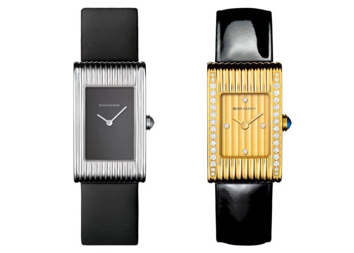 The Boucheron Reflet timepiece is available in a variety of sizes and finishes