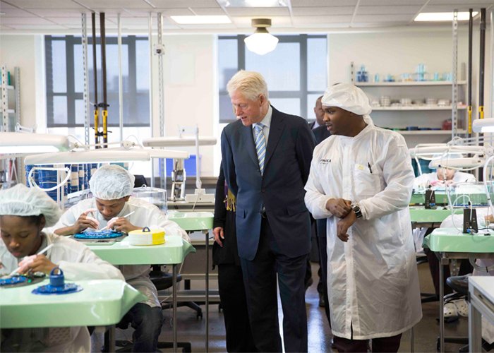 Bill Clinton visiting Shinola's facilities