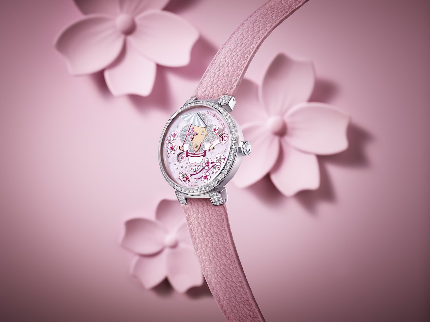 Louis Vuitton Tambour Slim Vivienne Jumping Hours Sakura and Astronaut