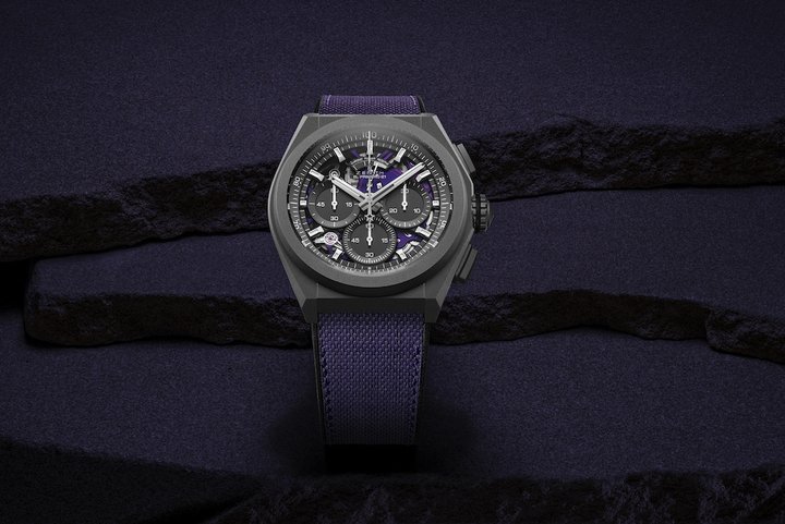 With the Defy 21 Ultraviolet, Zenith has decided to give its El Primero 21 chronograph calibre, which beats at a record frequency of 50 Hz, a purple makeover. Purple is the colour with the highest frequency: beyond that, there is only invisible ultraviolet light...