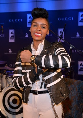 Janelle Monae wearing her Grammy Special Edition Gucci Timepiece