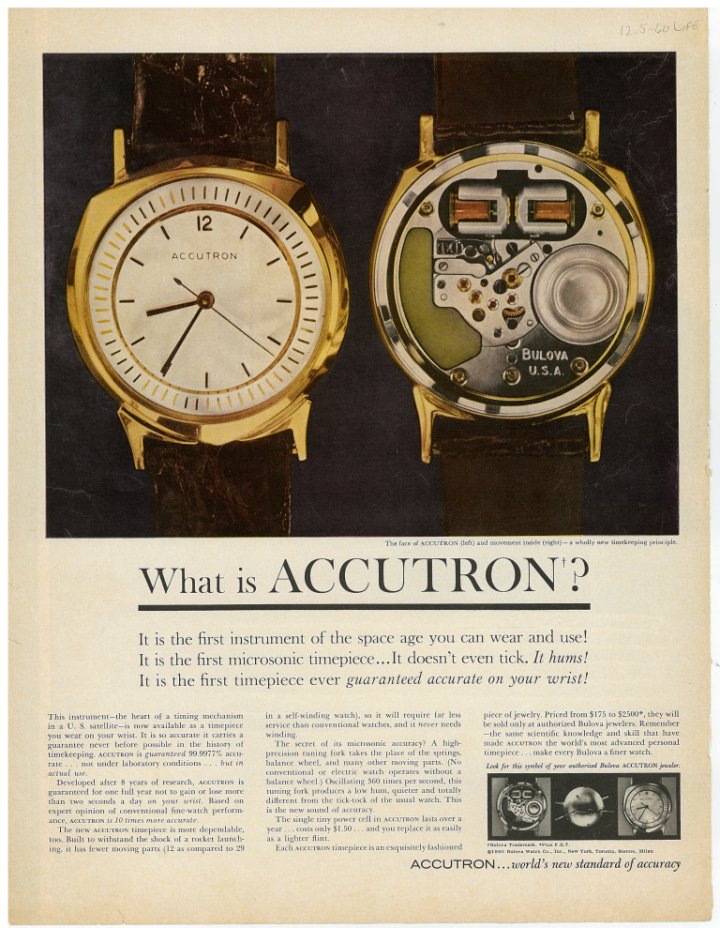 Accutron's own brand advertisement in Life magazine in 1960.