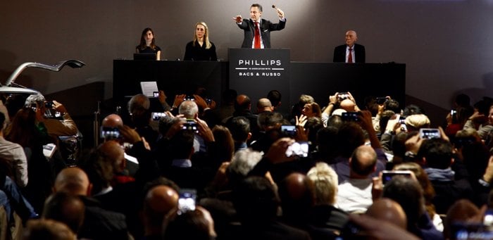 The powerful hammer of auctioneer Aurel Bacs in action at the latest Phillips auctions in Geneva last November.