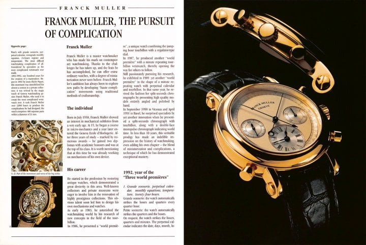 Franck Muller, grand complications “prodigy”, in Europa Star, shortly after the launch of his brand in the early 1990s. ©Europa Star Archives