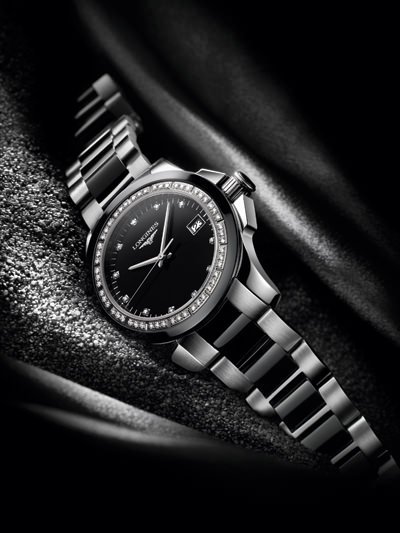 Longines' Ladies Diamond Conquest – Sporty Elegance in Black and White 