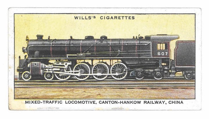 Mixed-traffic locomotive operating on the Canton–Hankow Railway line, Will's cigarette collectibles, 1920s. Tissot Museum Collection.