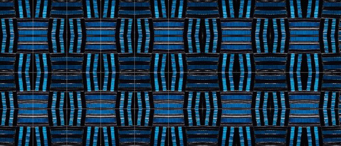 An enlarged impression of a straw marquetry motif by Hermès