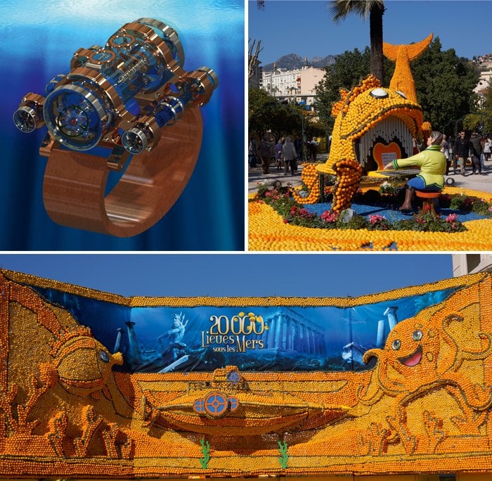 Nemo Sub I by Thomas Prescher (left) - Oranges and lemons creations in Menton (right & bottom)