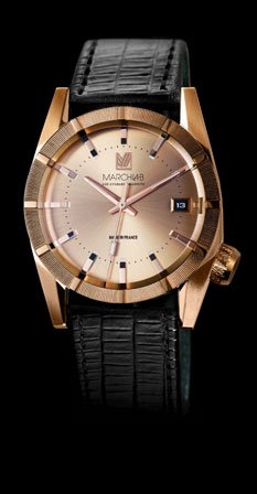 Rose Gold AM59 Timepiece with Electric Black Lizard Bracelet