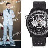 Left Actor Robert Downey Jr. wearing his Jaeger-LeCoultre Chronograph - Right: AMVOX5 World Chronograph Watch by Jaeger-LeCoultre