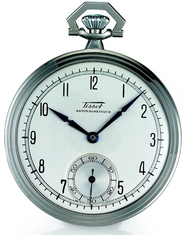 Tissot Antimagnétique (antimagnetic) pocket watch, 1938. Tissot Museum Collection, E00012406.
