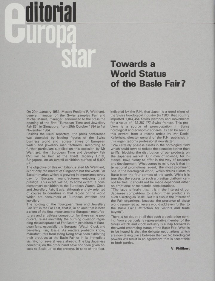 The globalization of the fair underway in the 1980s (Europa Star n°2/1984)