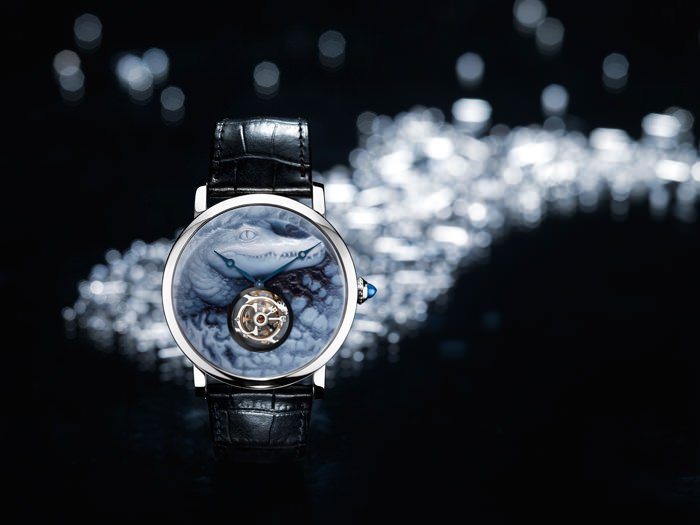 Rotonde de Cartier Watch, Crocodile Motif, Cameo