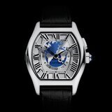 Cartier Tortue multiple time zone watch in white gold