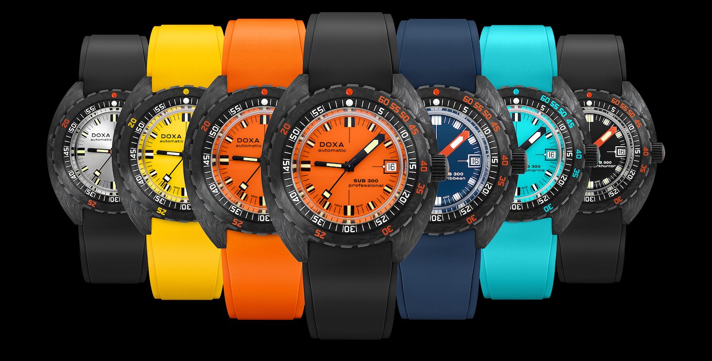 The Doxa SUB 300 carbon COSC embraces new colours